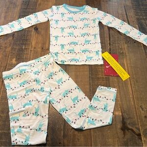 Kickee Pants size 5 Tangled Kittens Holiday long sleeve two piece pajamas new